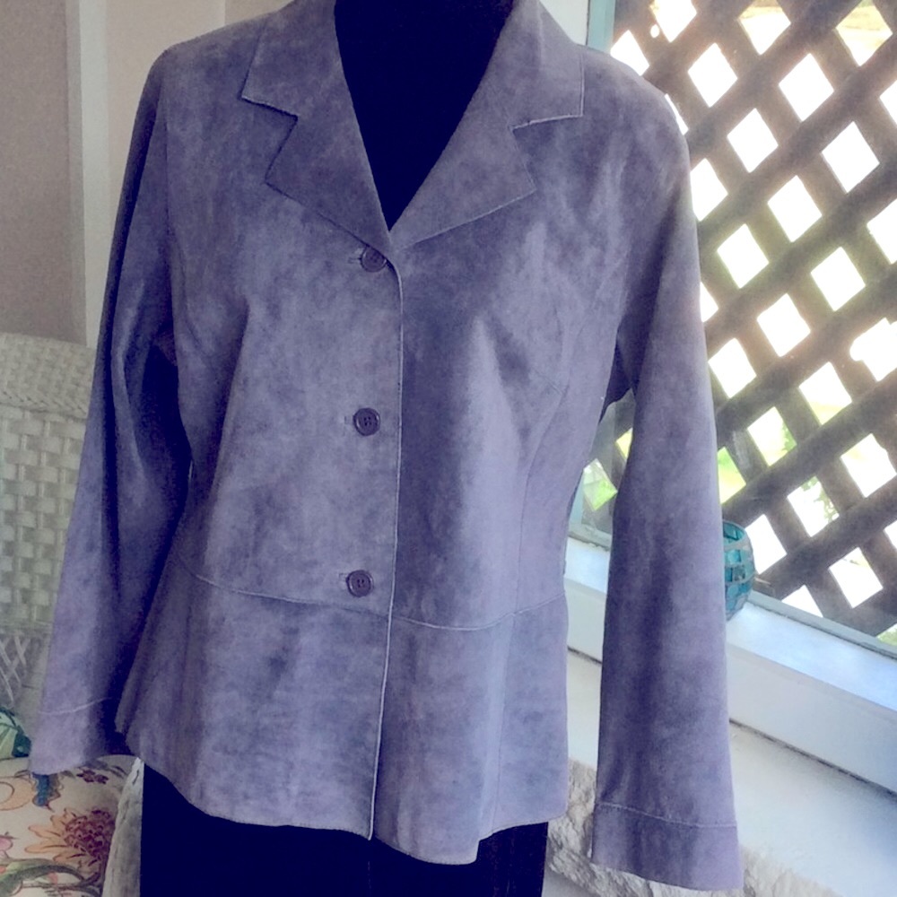 Lovely soft grayish bluish suede jacket like new